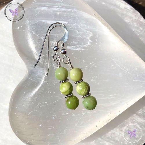 Chrysoprase Triple Bead Earrings